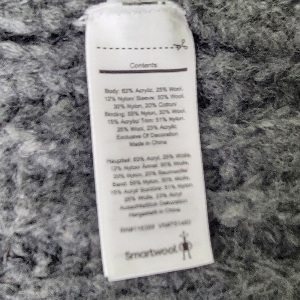 Chup Smartwool Black & Grey Speren Wool Blend Cardigan Sweater Wrap Size XS - Picture 7 of 9